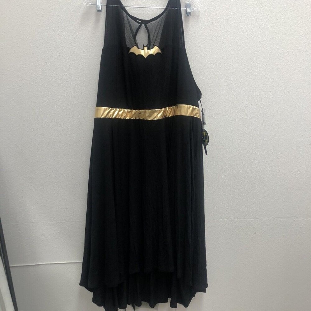 torrid Black Dress with Gold Bat Detail High-Low Hem